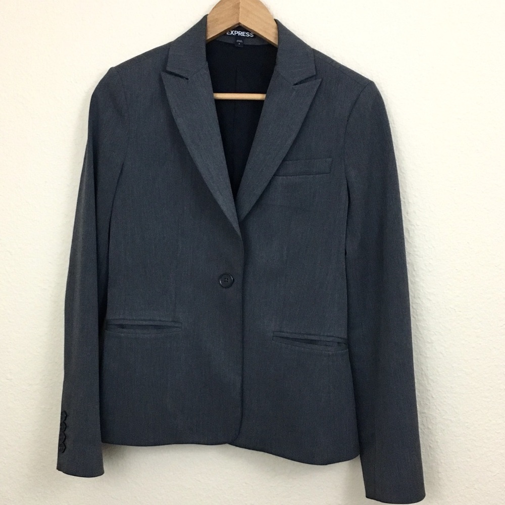 Express Dark Gray One Button Blazer Sz 4